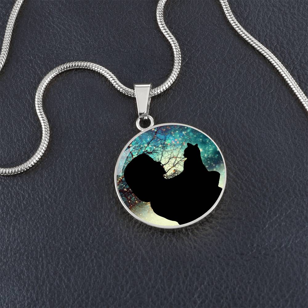 Christmas Silhouette Cat Lady Necklace
