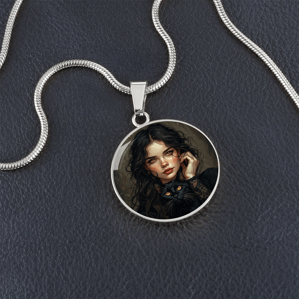 Amber Eyed Cat Lady & Cat Necklace