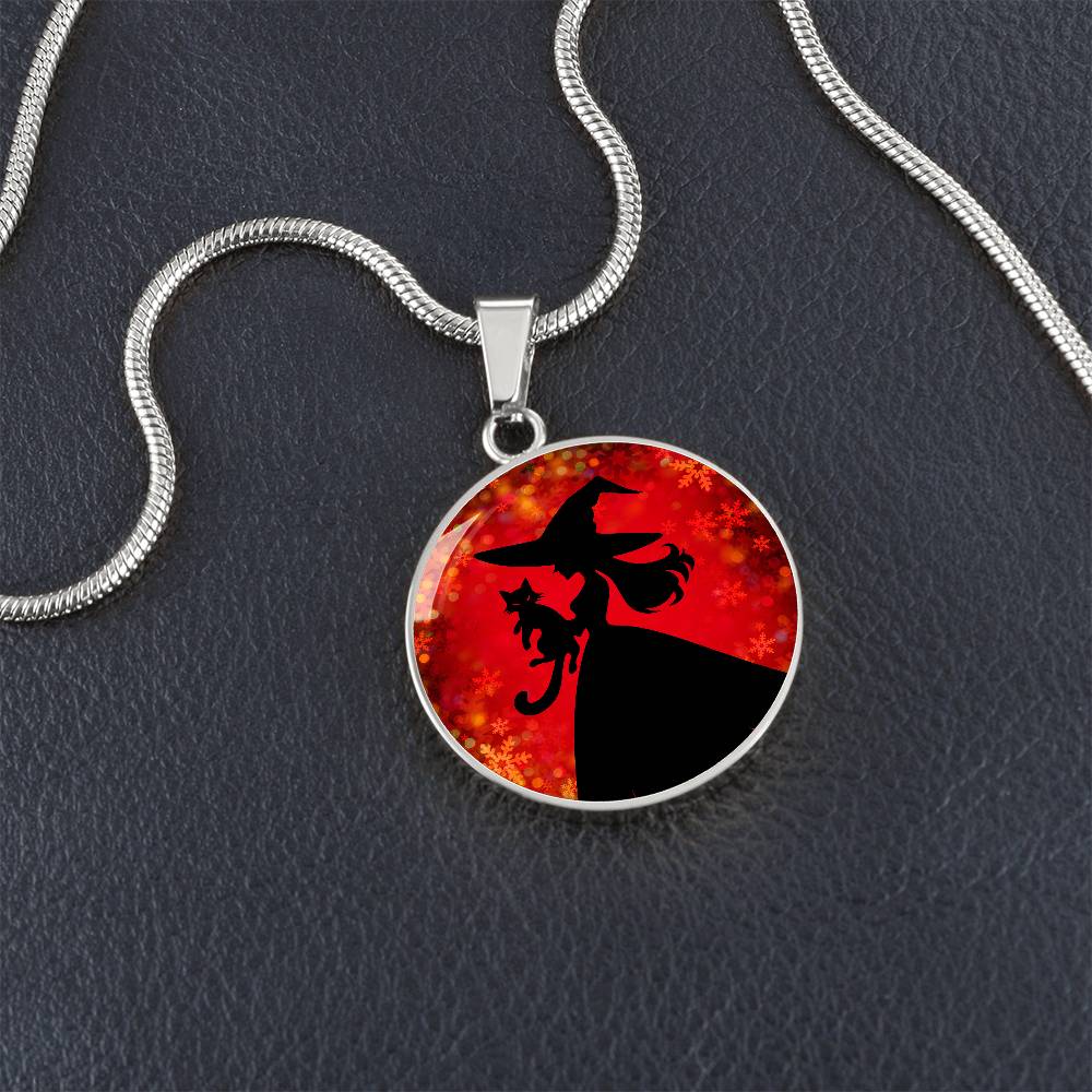 Photo depicting the ​Witchy Cat Lady Christmas Necklace from EpiAl's Shop.