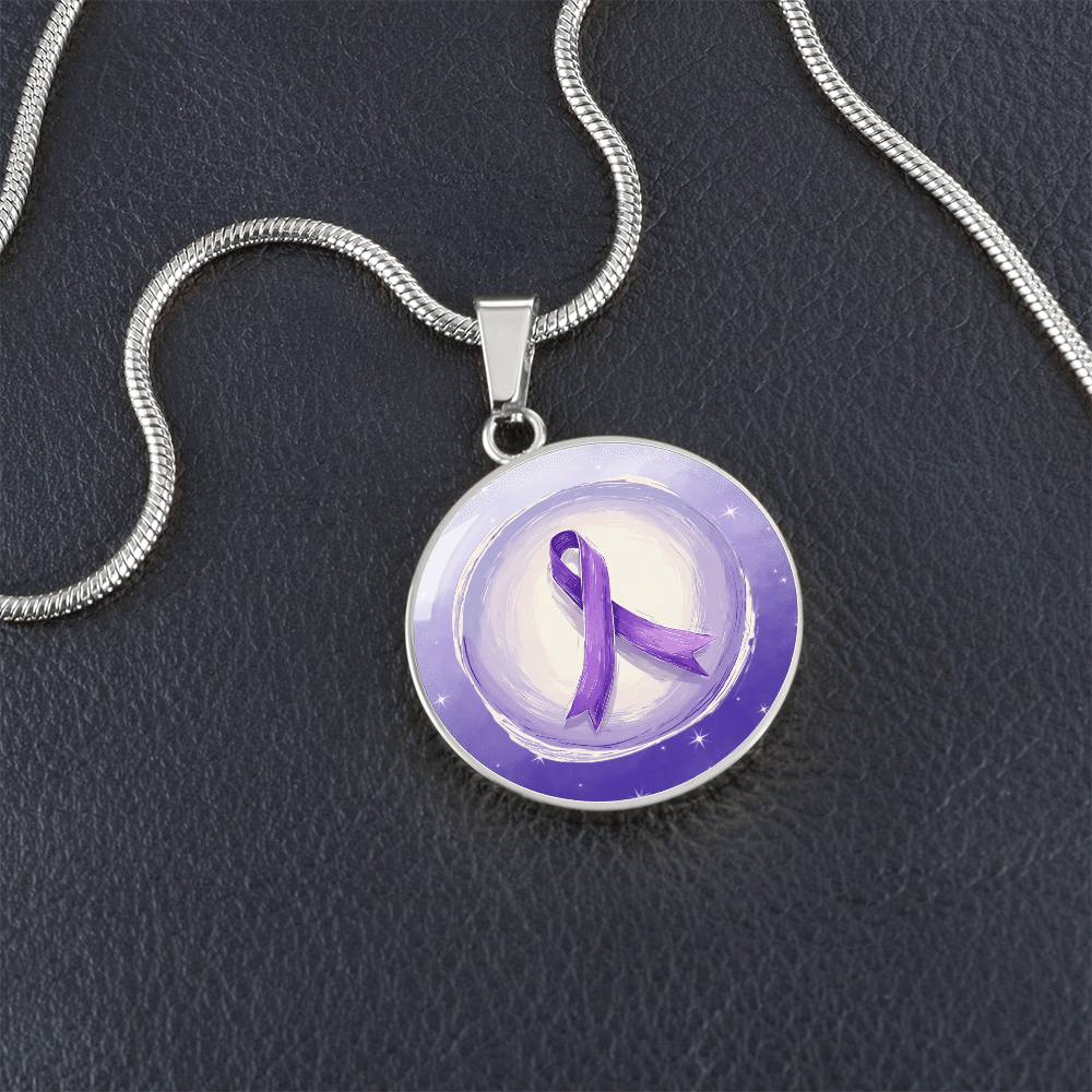 Watercolor Purple Ribbon Pendant Necklace