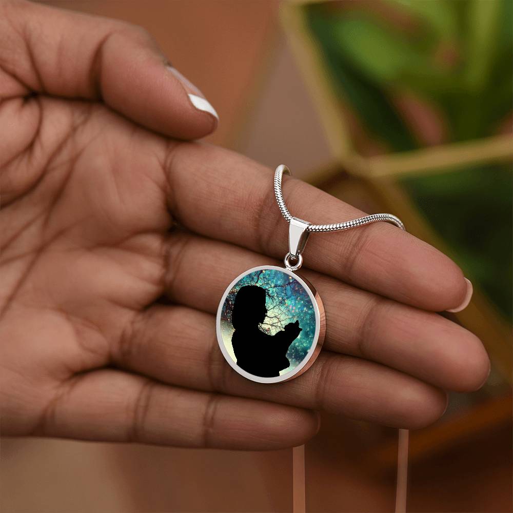 Photo depicting the ​Christmas Silhouette Cat Lady Necklace from EpiAl's Shop.