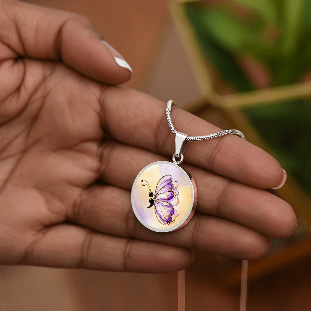 Your Story Isn't Over Semicolon Butterfly Necklace | Suicide Prevention Awareness Jewelry