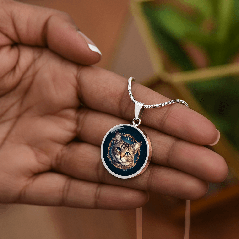 Blue Eyed Kitty Small Pendant Necklace