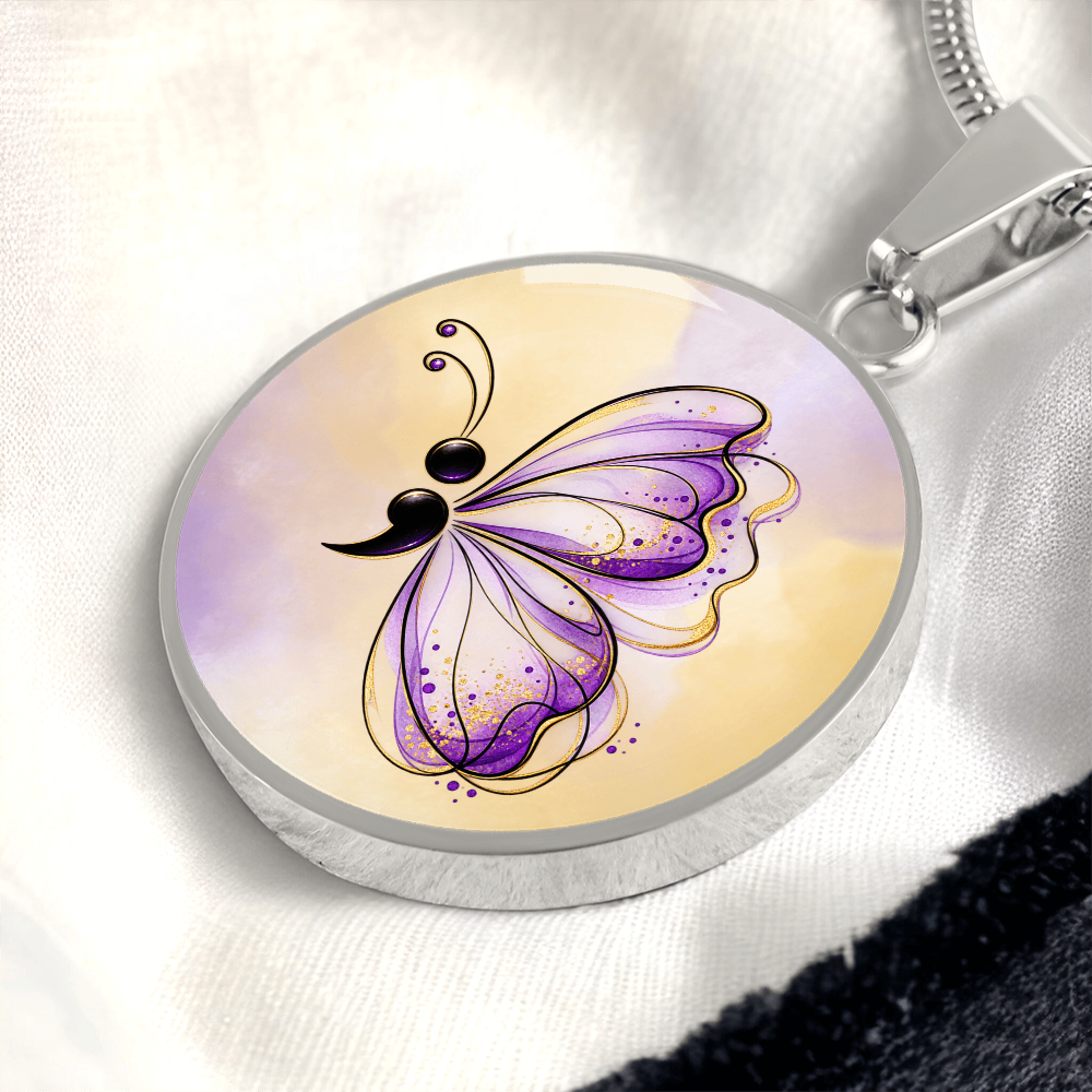 Your Story Isn't Over Semicolon Butterfly Necklace | Suicide Prevention Awareness Jewelry