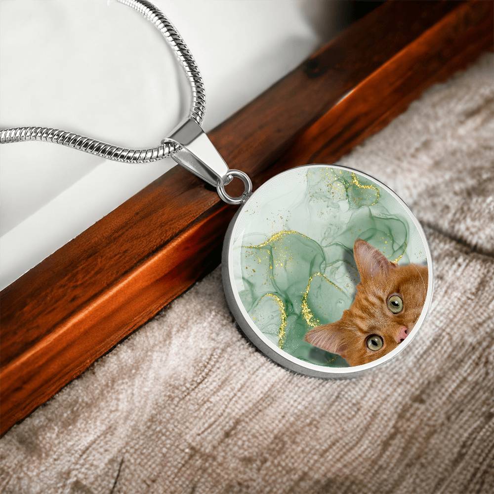 Peeking Orange Tabby Necklace