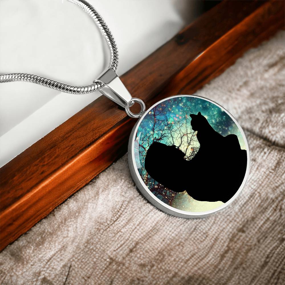 Photo depicting the ​Christmas Silhouette Cat Lady Necklace from EpiAl's Shop.