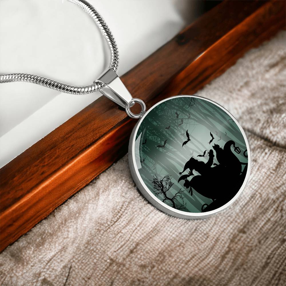 Santa & Cat at Halloween Necklace