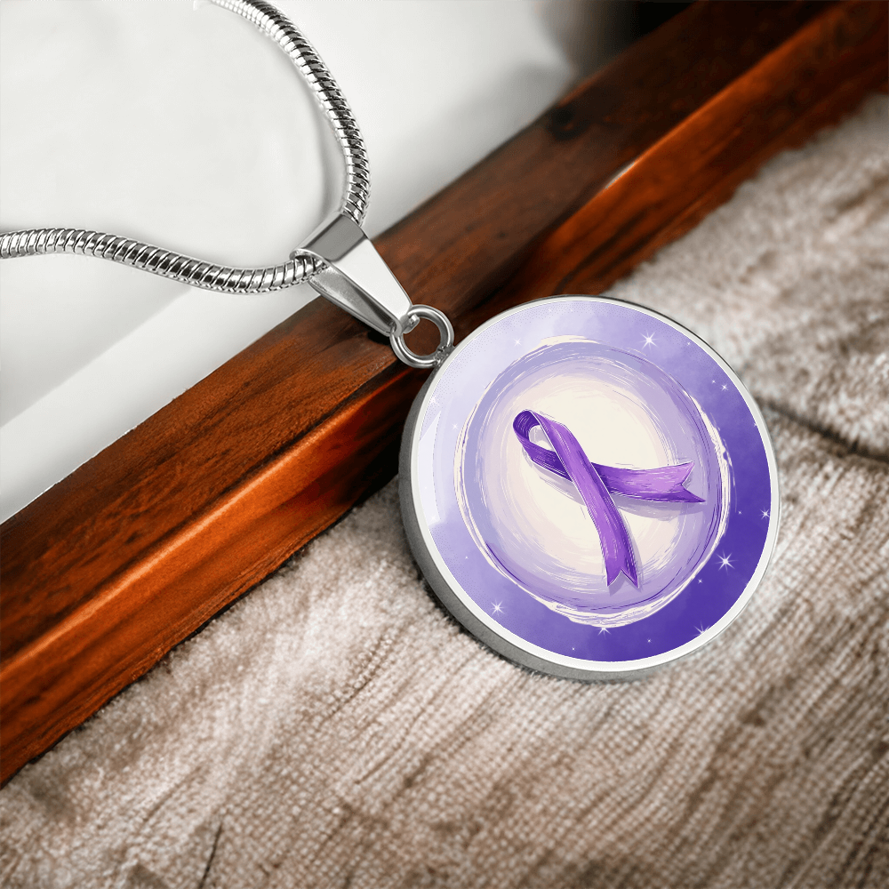 Watercolor Purple Ribbon Pendant Necklace