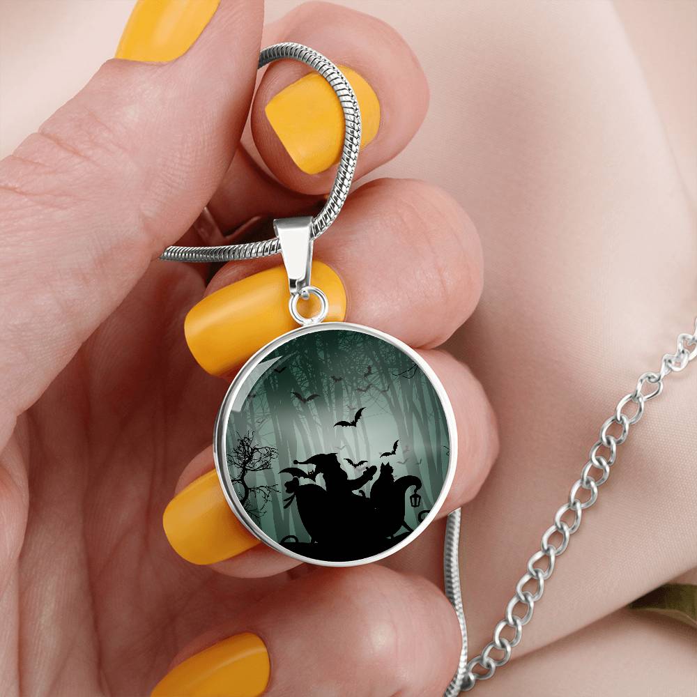 Santa & Cat at Halloween Necklace