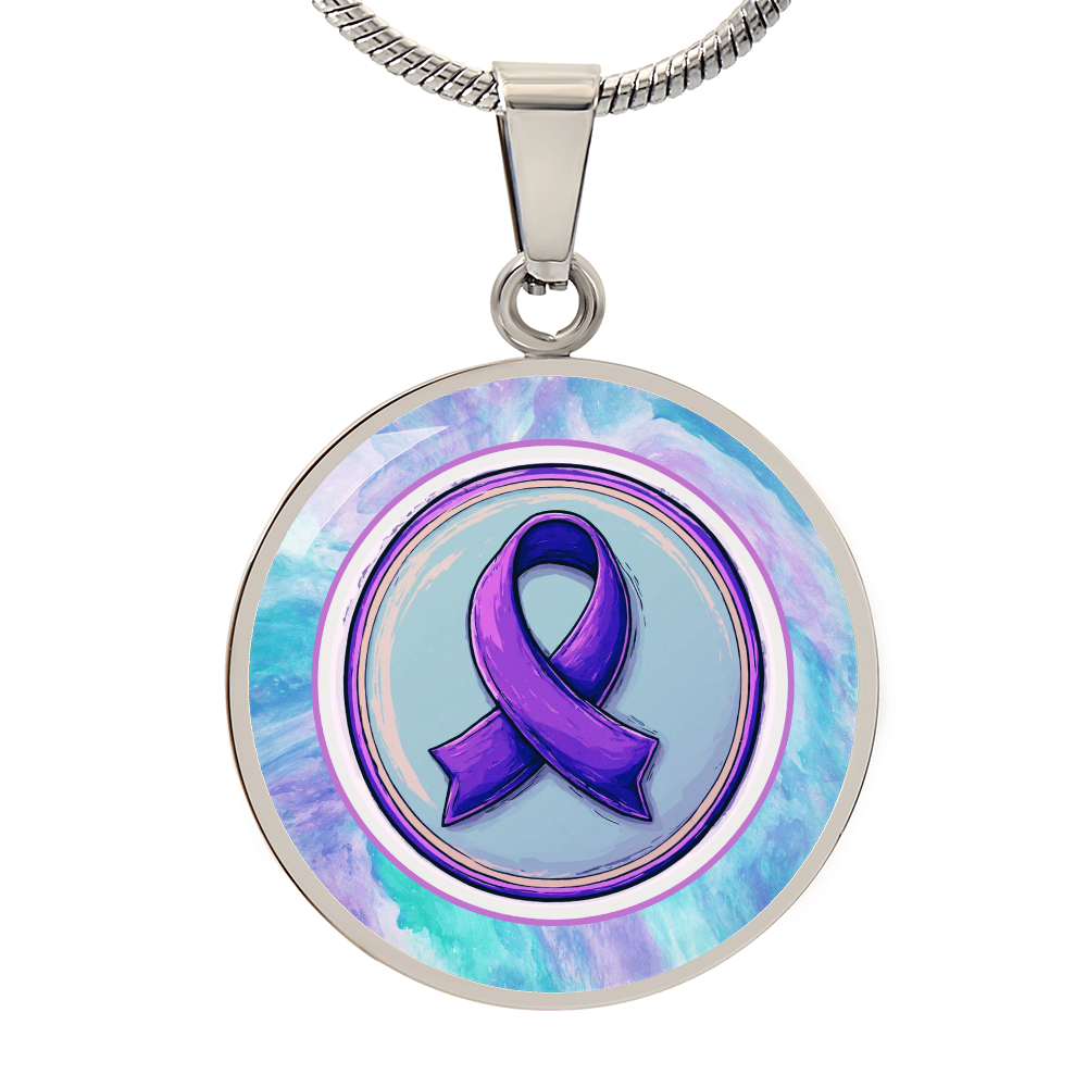 Purple Ribbon on Watercolor Necklace