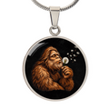 Bigfoot Dandelion Necklace – Sasquatch Blowing Wishes Pendant