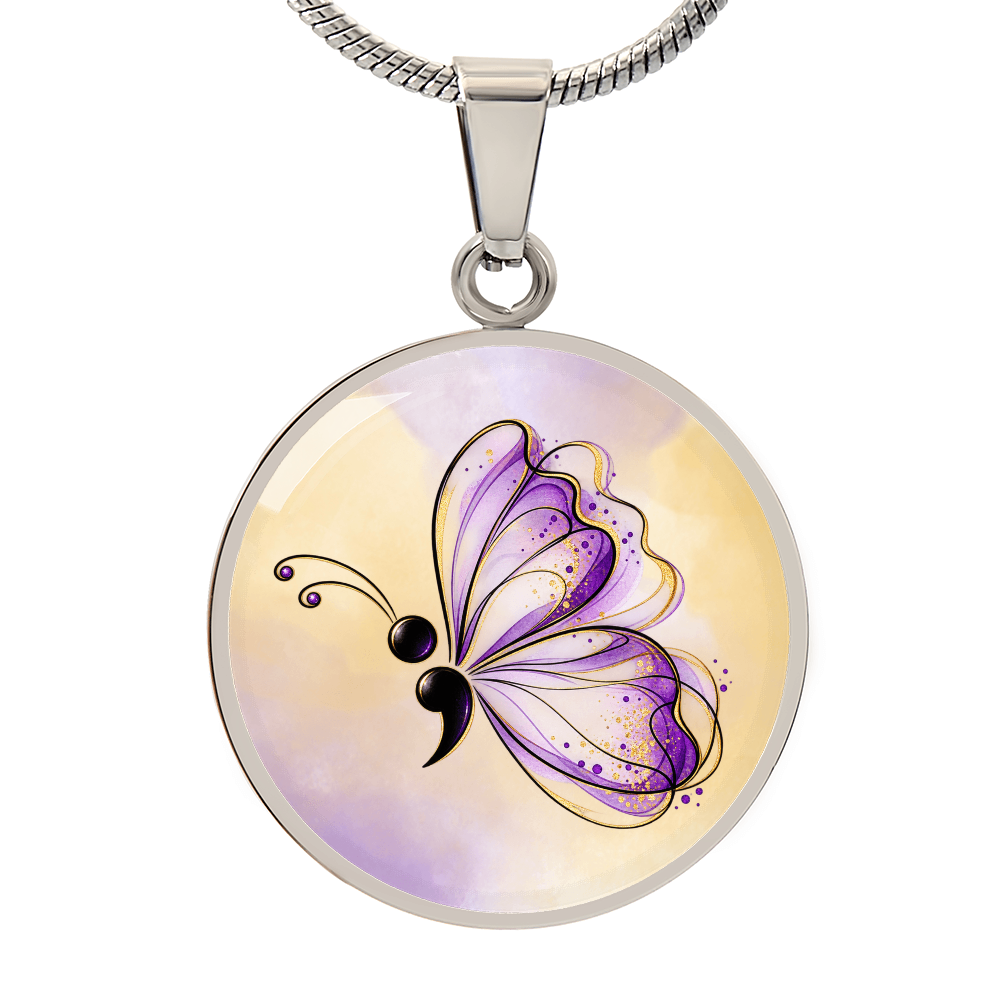 Your Story Isn't Over Semicolon Butterfly Necklace | Suicide Prevention Awareness Jewelry