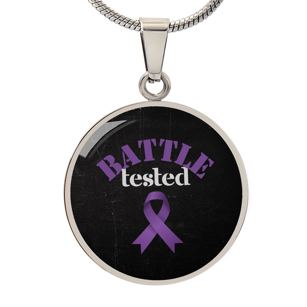 Battle Tested Epilepsy Awareness Circle Pendant Necklace