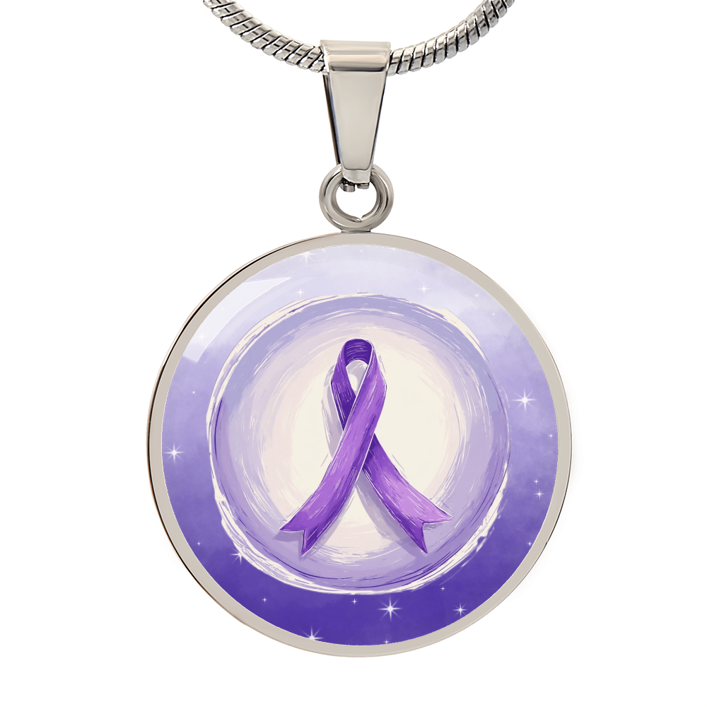 Watercolor Purple Ribbon Pendant Necklace