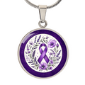 Purple Epilepsy Awareness Floral Ribbon Necklace