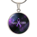 Purple Ribbon Pulse Round Pendant Necklace – Epilepsy Awareness Galaxy Jewelry
