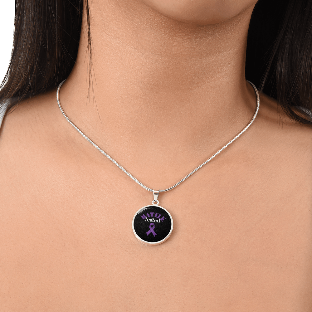 Battle Tested Epilepsy Awareness Circle Pendant Necklace