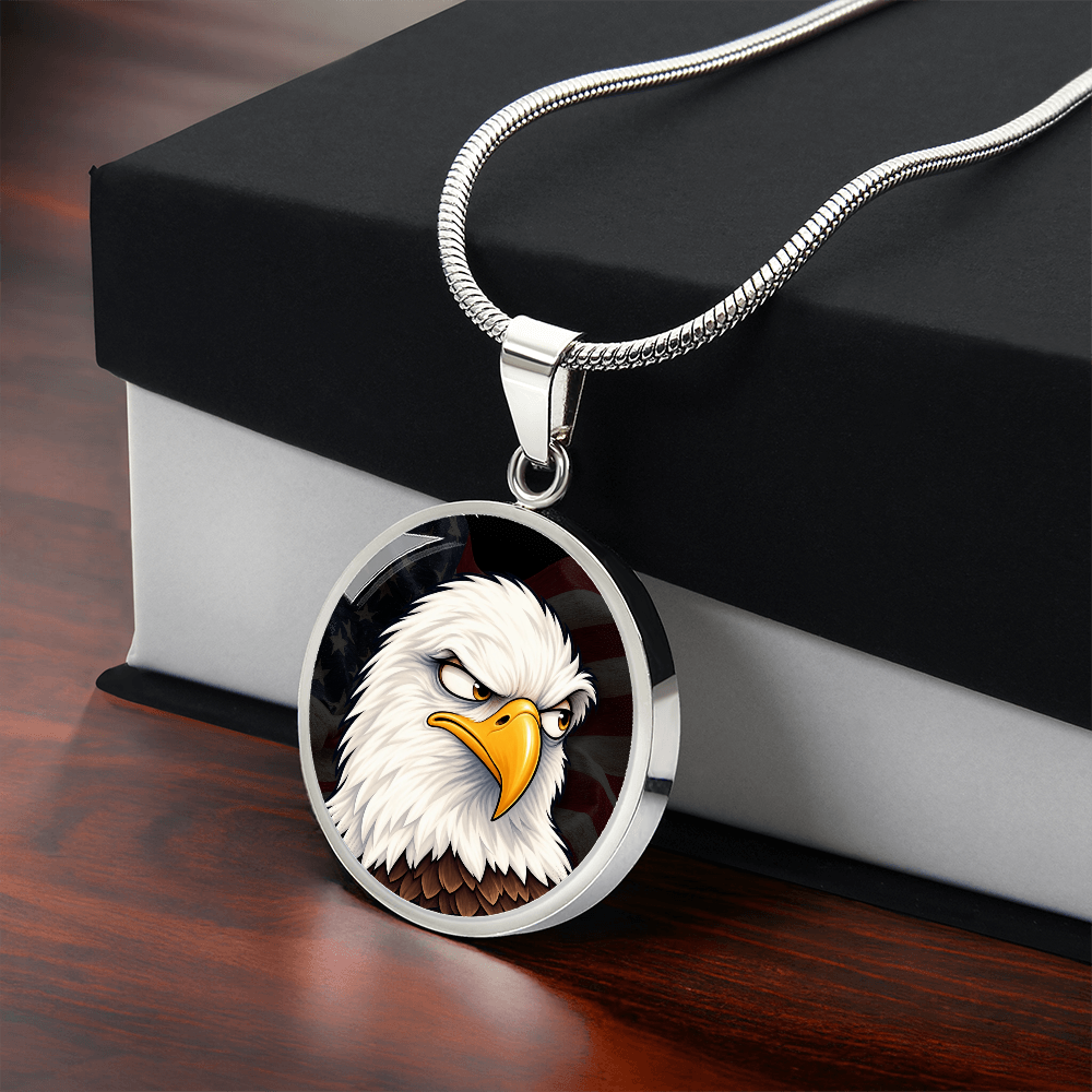 Constitutionally Concerned Eagle Necklace – Patriotic Bald Eagle Pendant