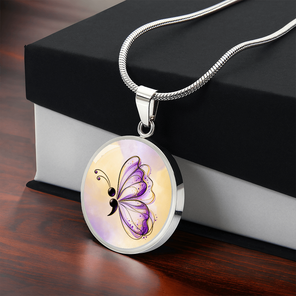 Your Story Isn't Over Semicolon Butterfly Necklace | Suicide Prevention Awareness Jewelry