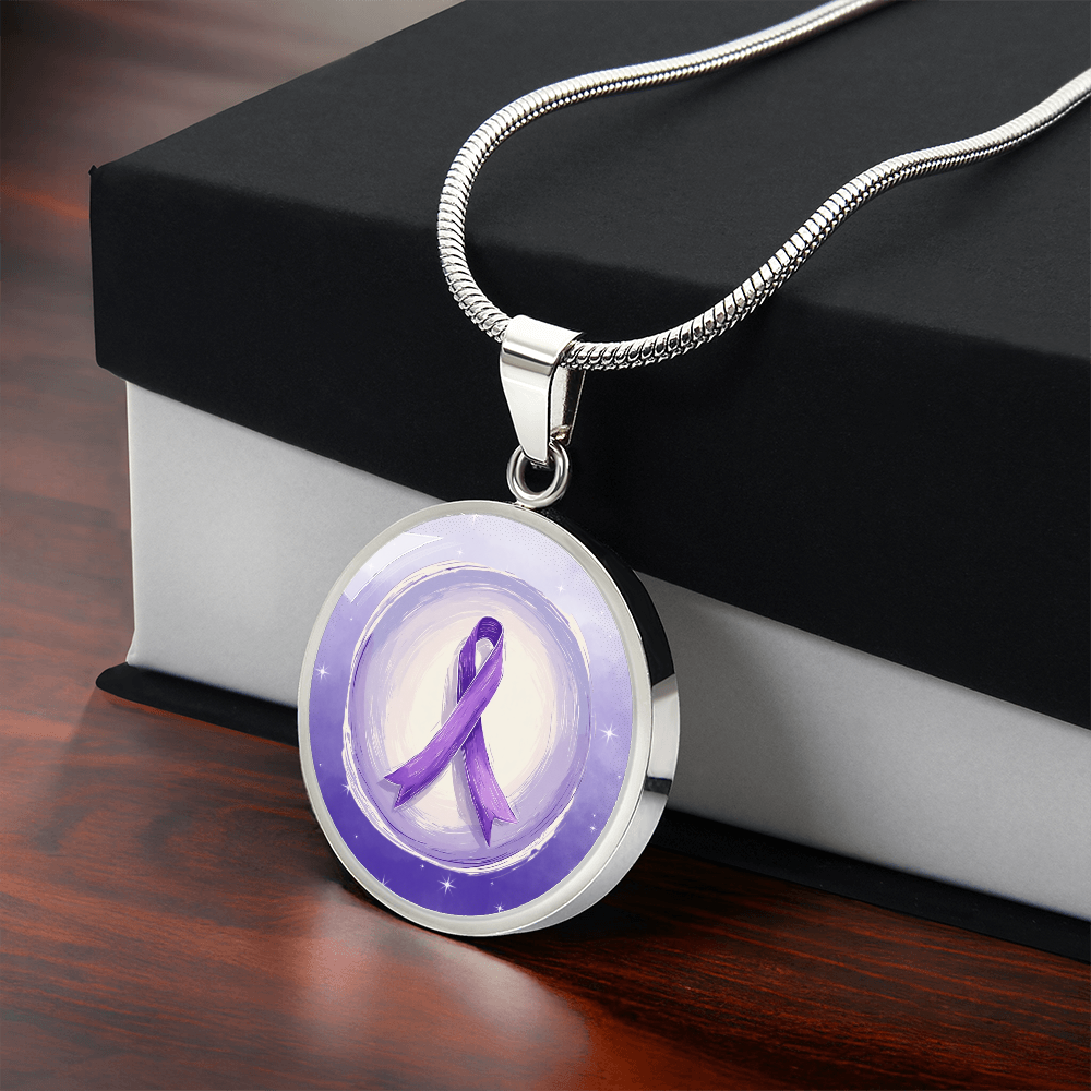 Watercolor Purple Ribbon Pendant Necklace