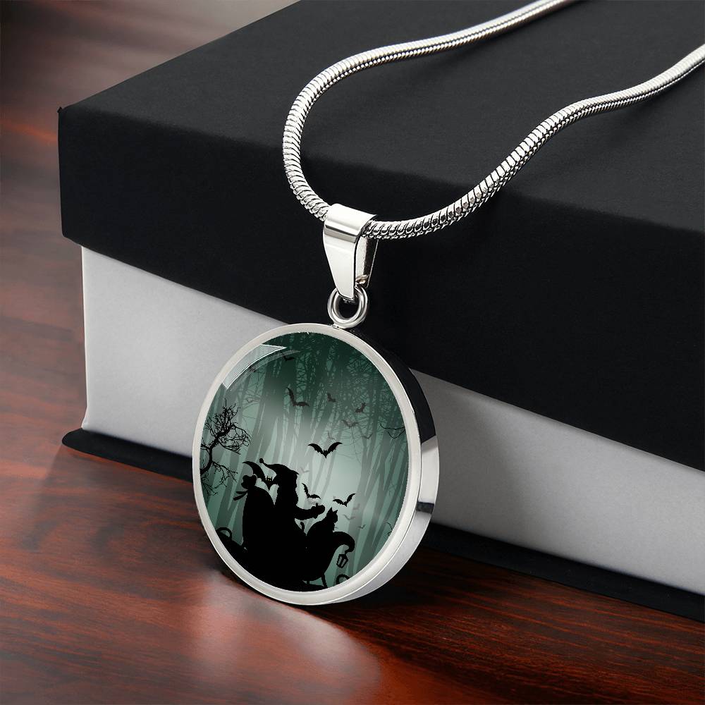 Santa & Cat at Halloween Necklace