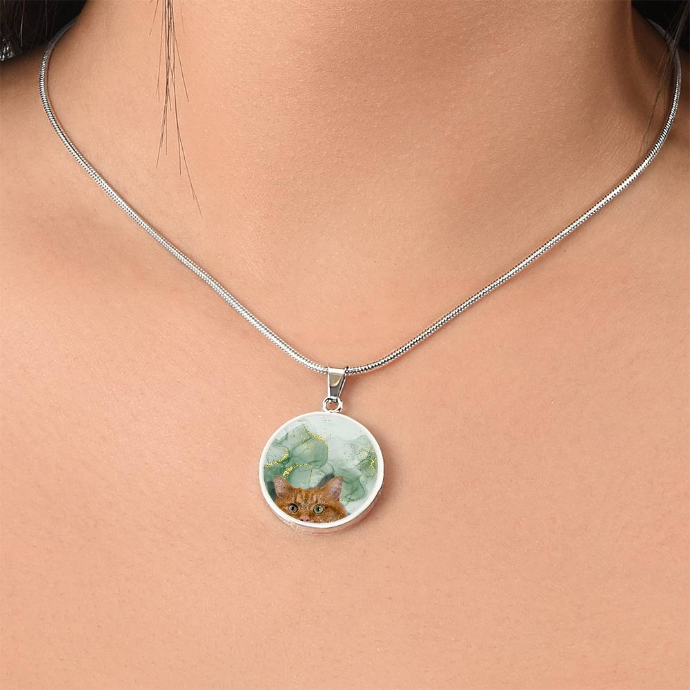Peeking Orange Tabby Necklace