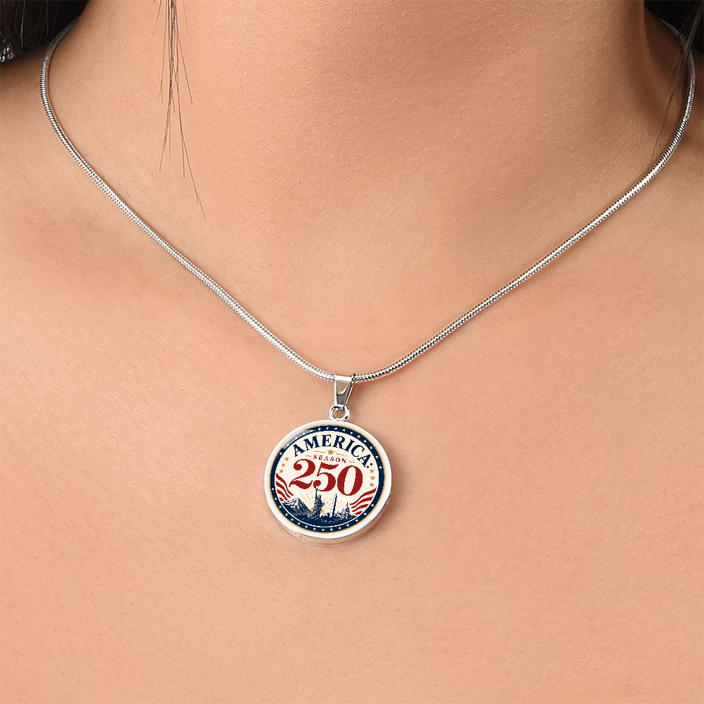 America Season 250 Patriotic Circle Pendant Necklace
