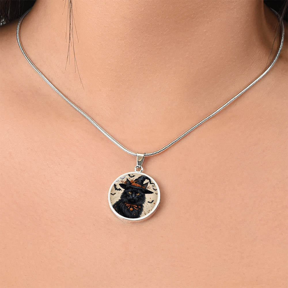 Vintage Black Cat Halloween Necklace