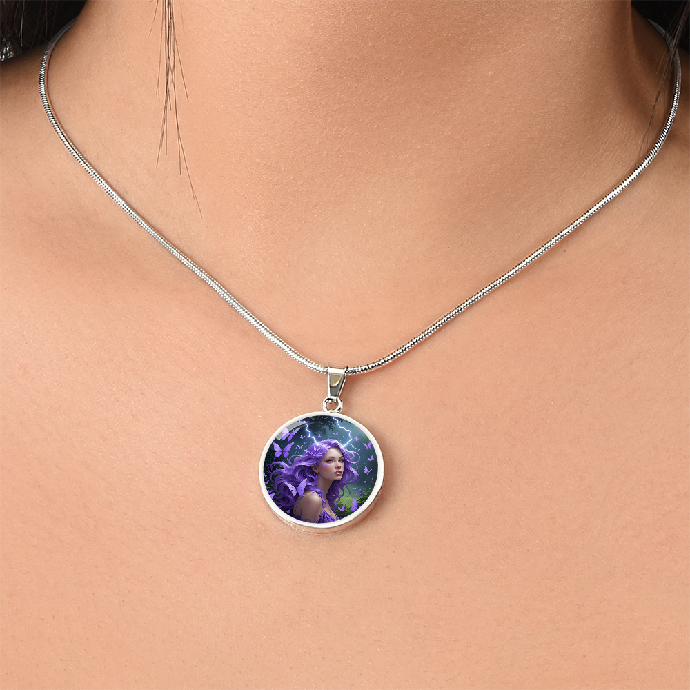 Purple Butterfly Warrior Pendant Necklace