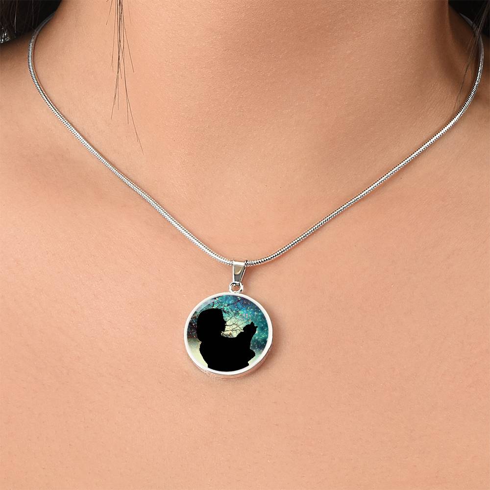 Photo depicting the ​Christmas Silhouette Cat Lady Necklace from EpiAl's Shop.