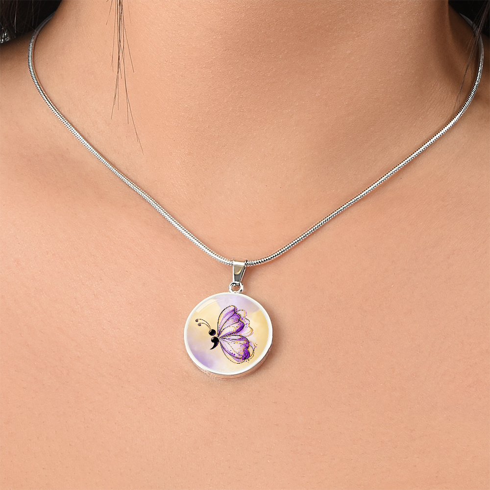 Your Story Isn't Over Semicolon Butterfly Necklace | Suicide Prevention Awareness Jewelry