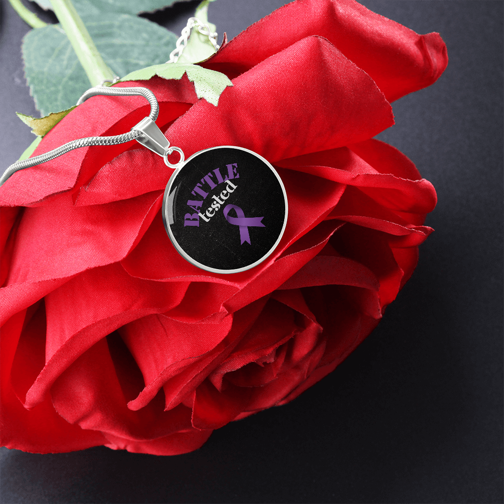 Battle Tested Epilepsy Awareness Circle Pendant Necklace