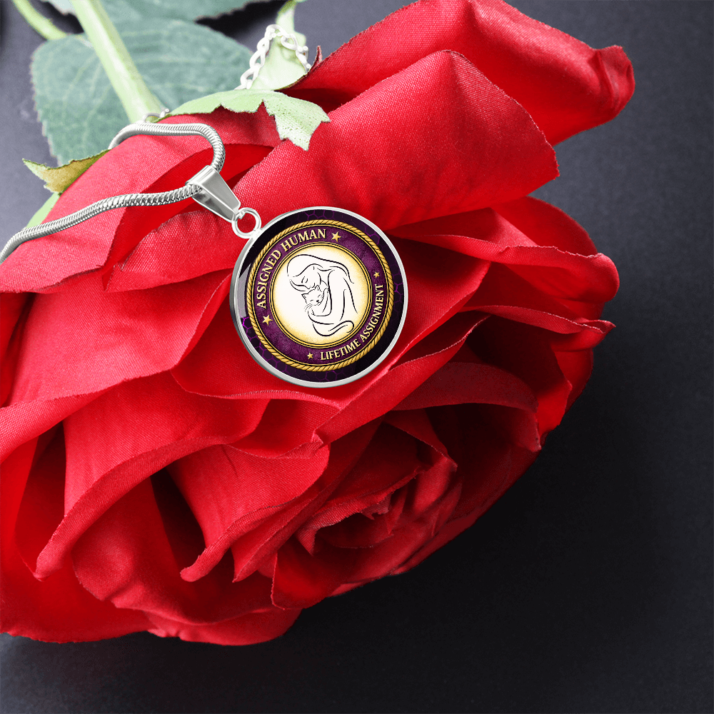 Assigned Human – Lifetime Assignment Necklace | Cat Lover Parody Pendant