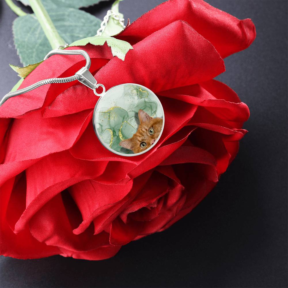 Peeking Orange Tabby Necklace