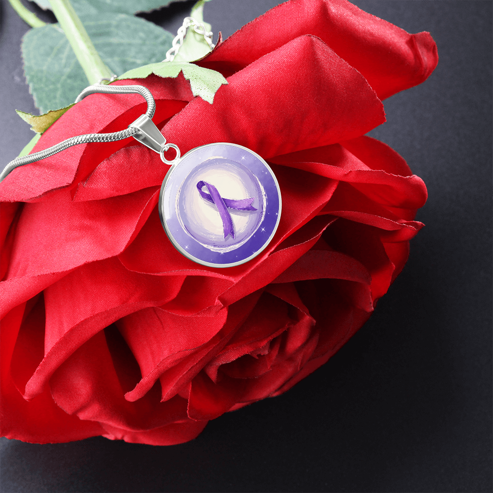 Watercolor Purple Ribbon Pendant Necklace
