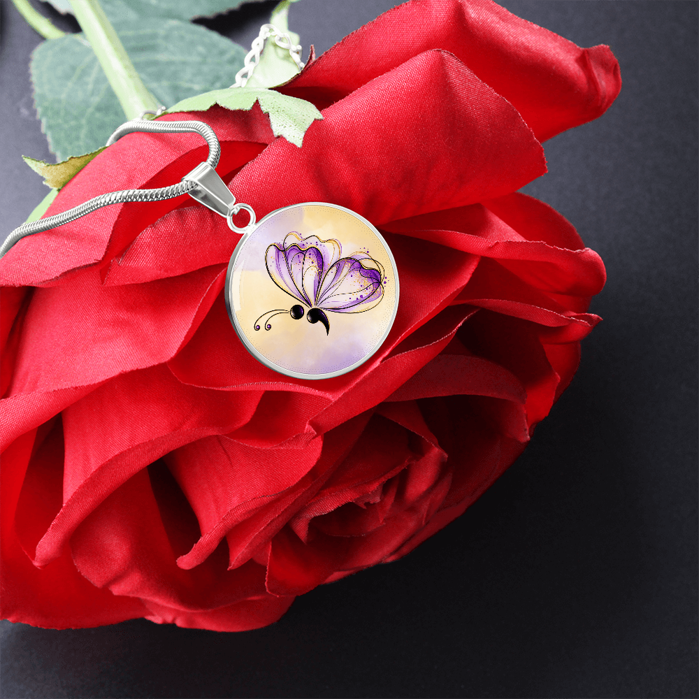 Your Story Isn't Over Semicolon Butterfly Necklace | Suicide Prevention Awareness Jewelry