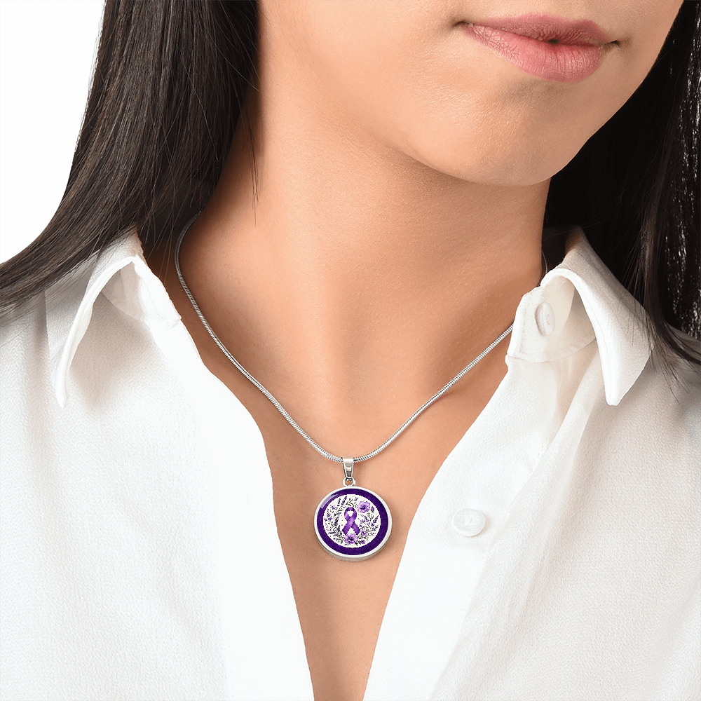 Purple Epilepsy Awareness Floral Ribbon Necklace