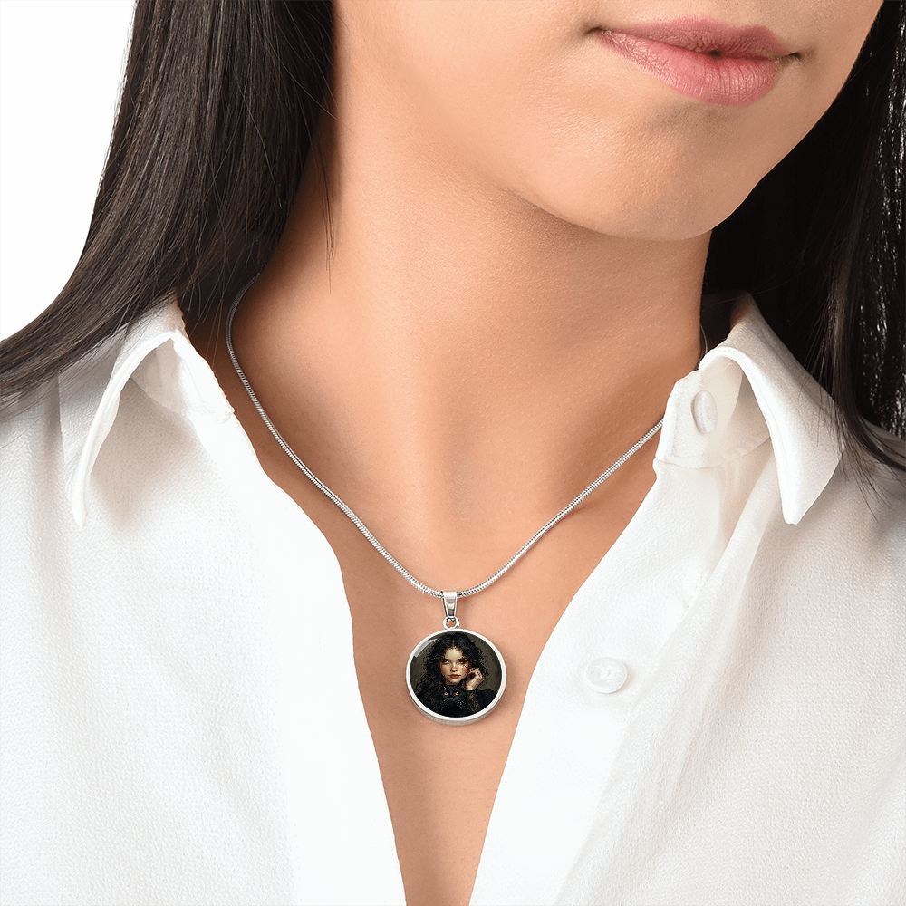Amber Eyed Cat Lady & Cat Necklace