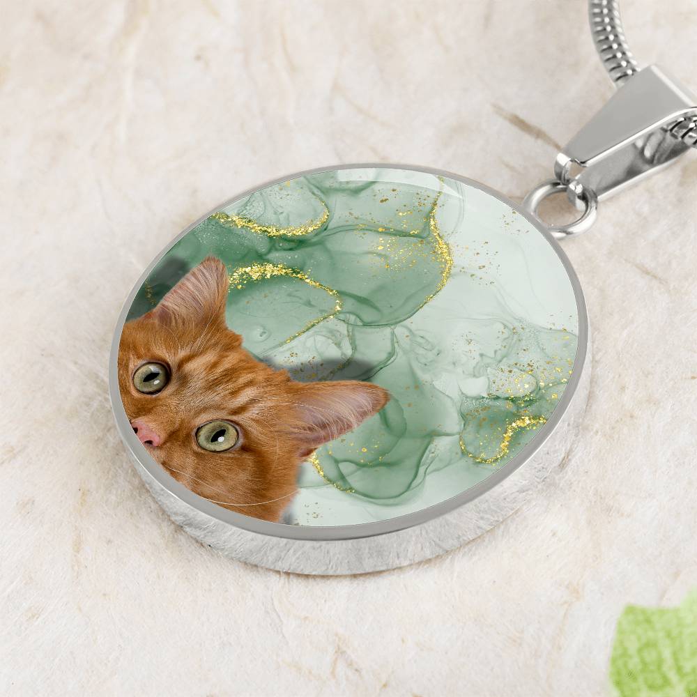 Peeking Orange Tabby Necklace