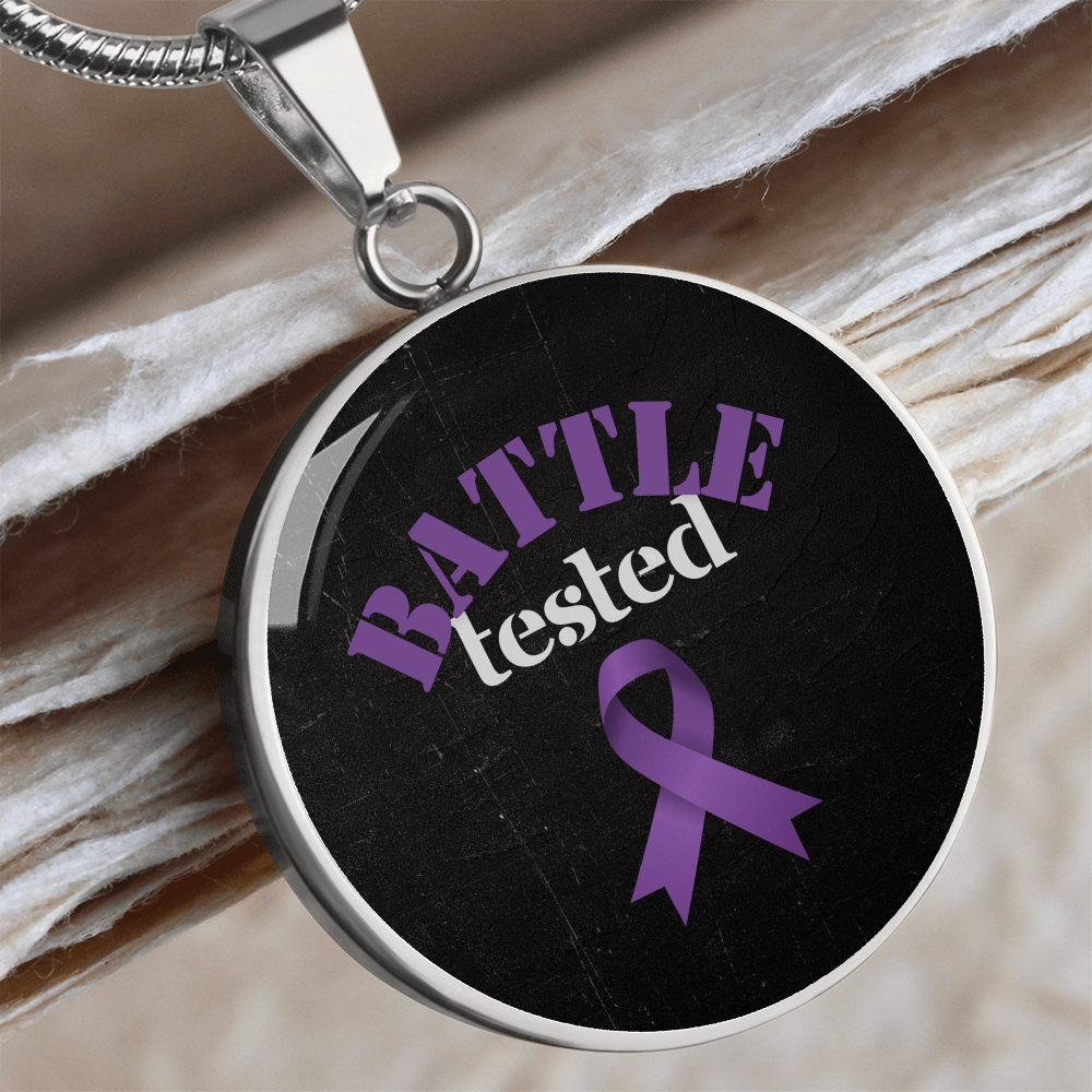 Battle Tested Epilepsy Awareness Circle Pendant Necklace