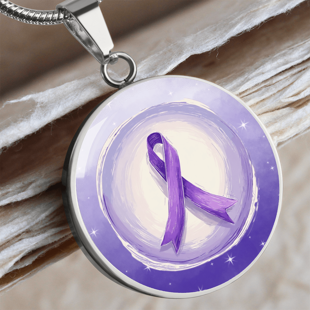 Watercolor Purple Ribbon Pendant Necklace