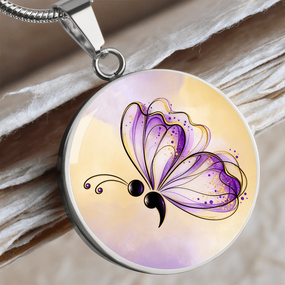 Your Story Isn't Over Semicolon Butterfly Necklace | Suicide Prevention Awareness Jewelry