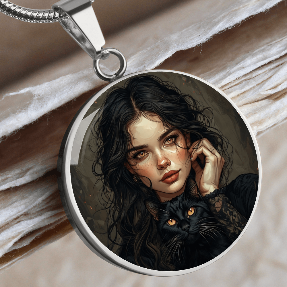 Amber Eyed Cat Lady & Cat Necklace