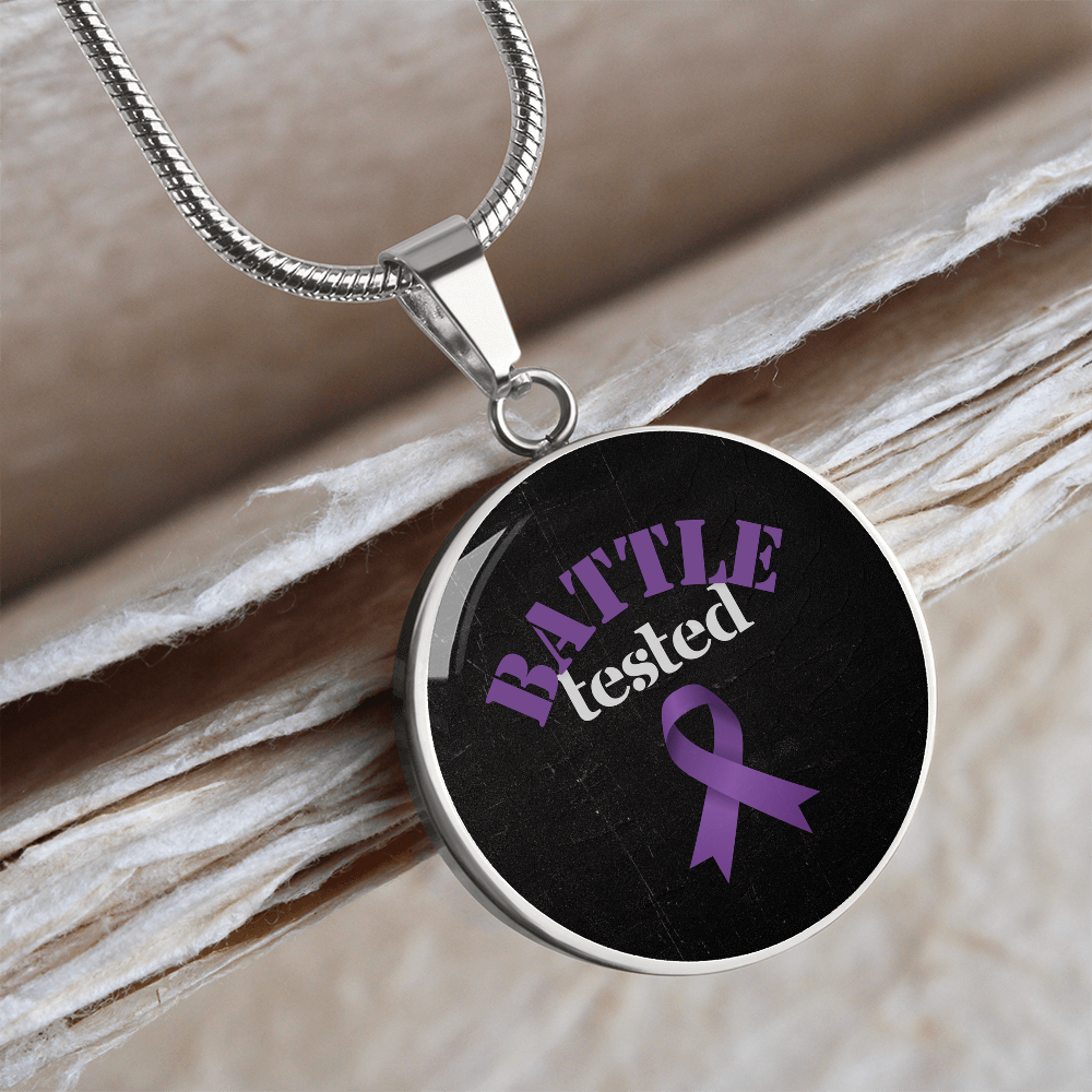 Battle Tested Epilepsy Awareness Circle Pendant Necklace