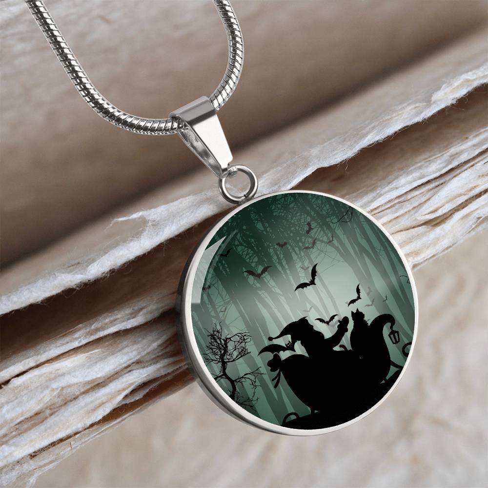Santa & Cat at Halloween Necklace