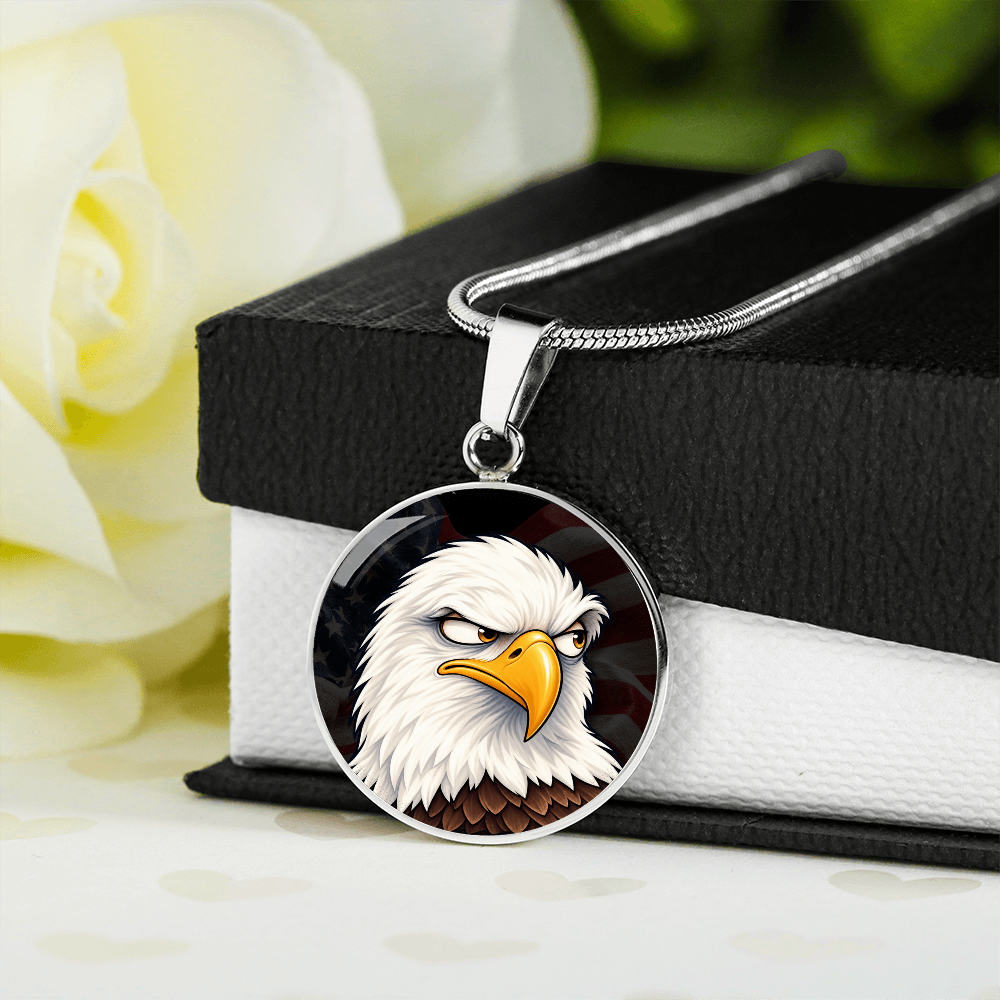 Constitutionally Concerned Eagle Necklace – Patriotic Bald Eagle Pendant