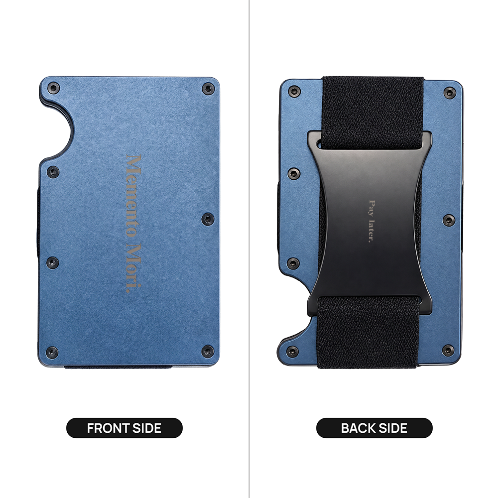 Memento Mori. Pay Later. Double-Sided Engraved Metal Wallet