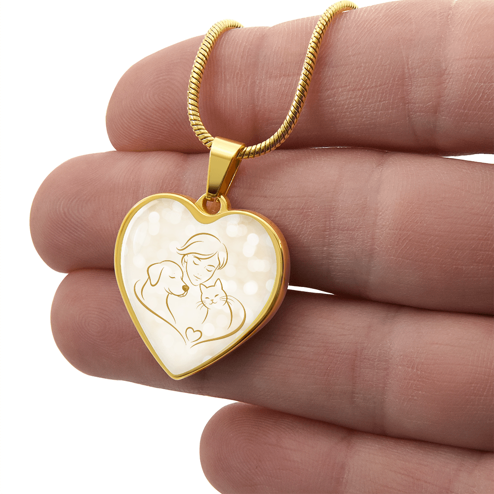 Pet Love Valentine Heart Necklace – Dog, Cat & Human Bond
