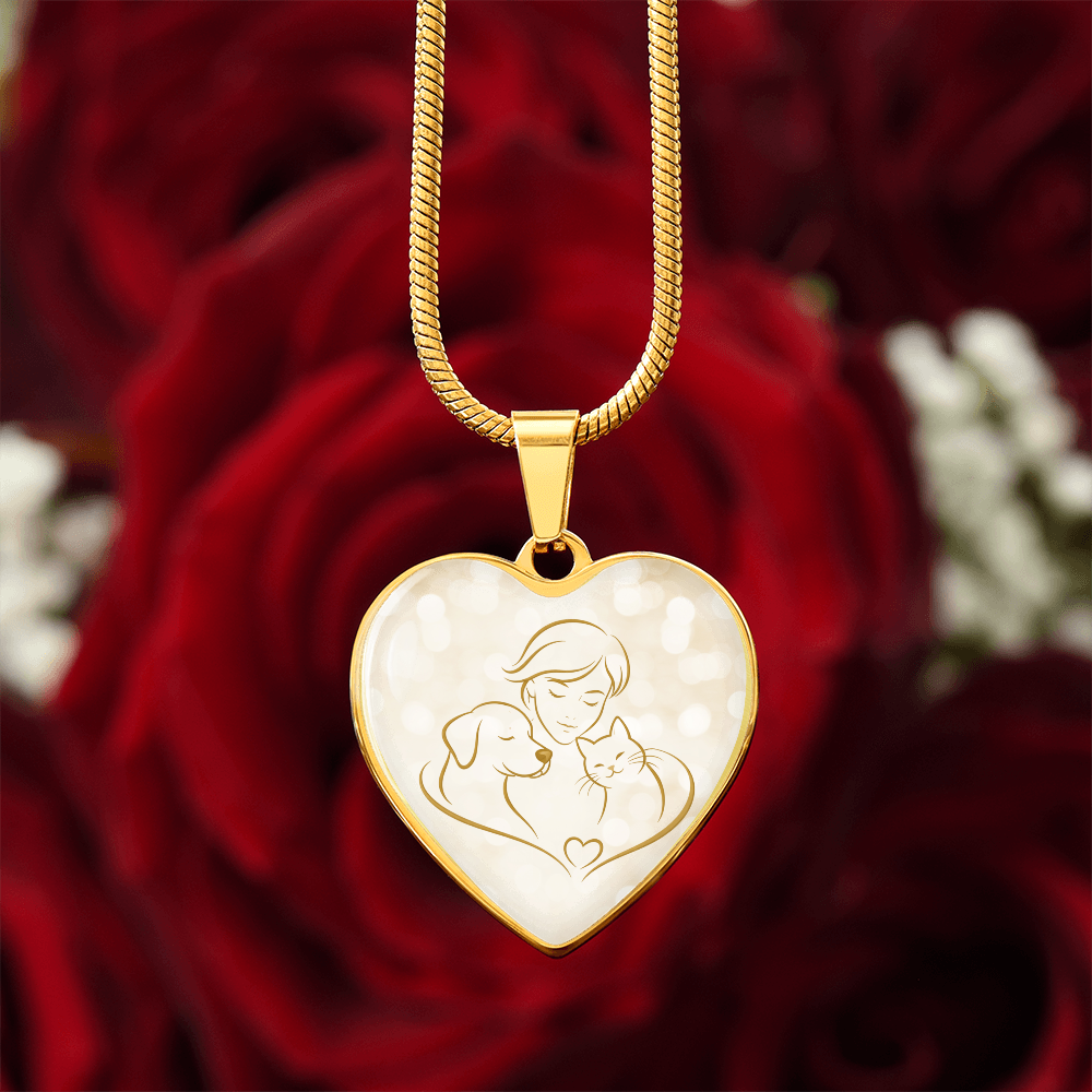 Pet Love Valentine Heart Necklace – Dog, Cat & Human Bond
