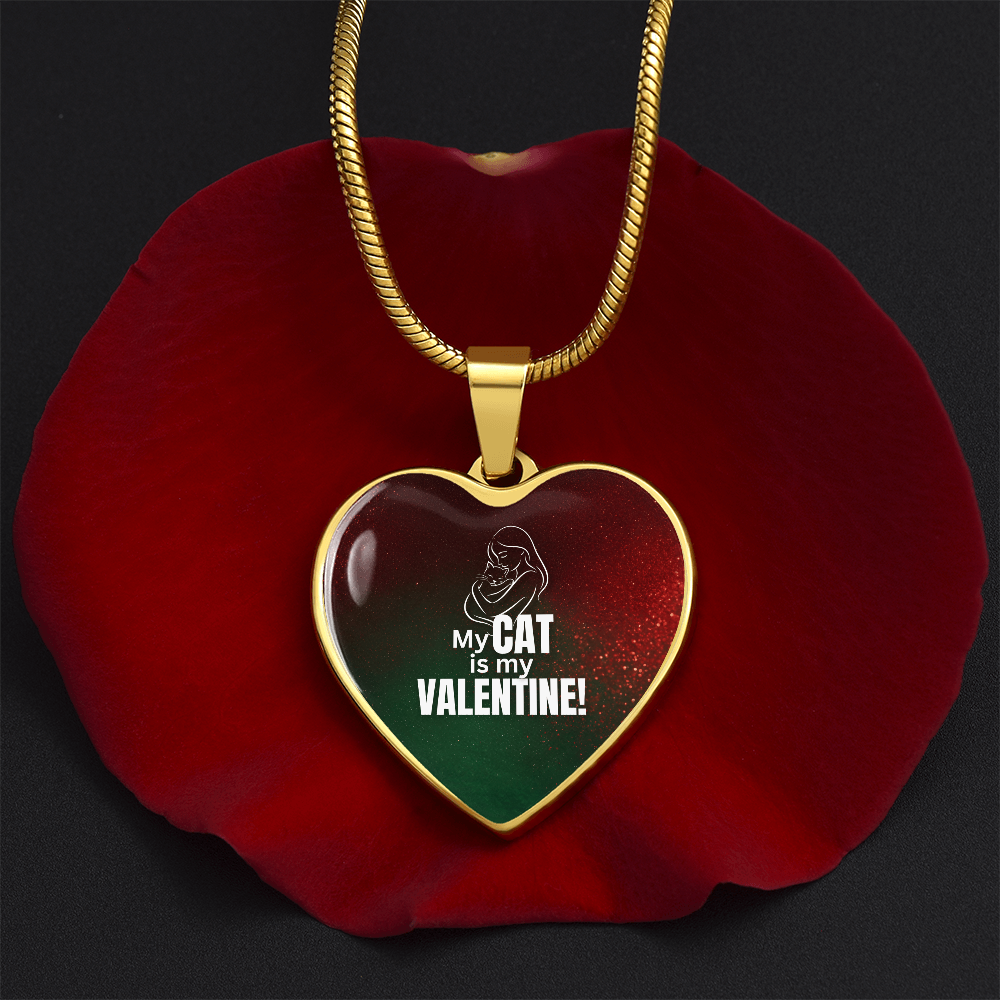 My Cat Is My Valentine – Heart Pendant Necklace